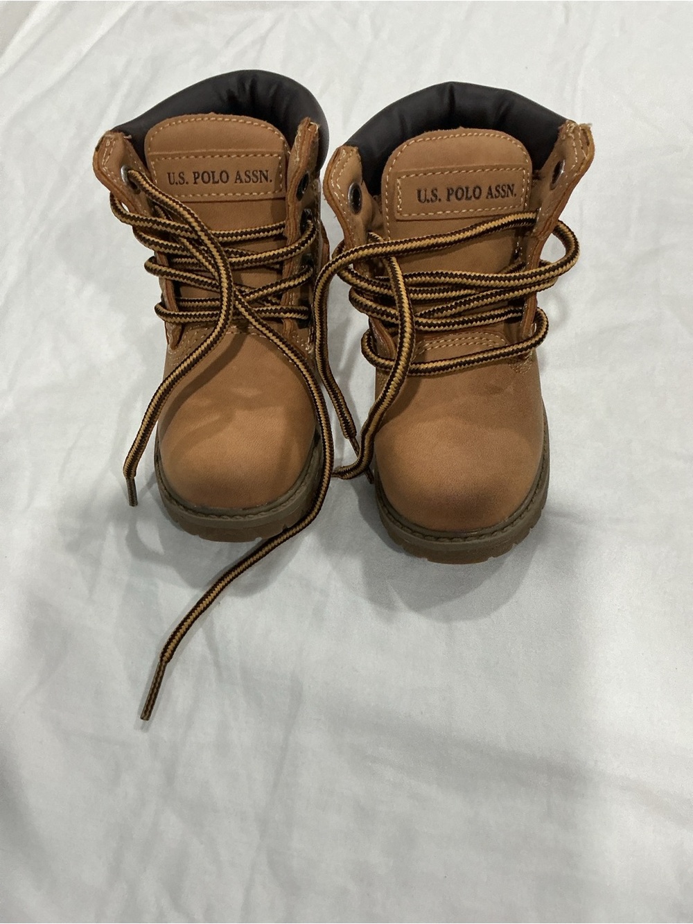 U.S. Polo Assn. Tan Brown Kids Lace-Up Boots